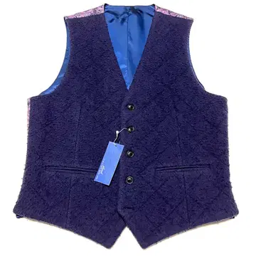 새상품 브뤼멜즈 모사울 베스트 페이즐리 46 퍼플/네이비