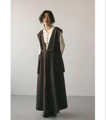 2WAY 딥 V 포켓 원피스 브라운 M