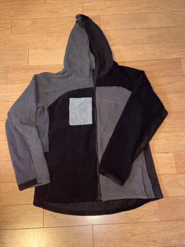 Varde77 플리스 후드티 그레이/블랙