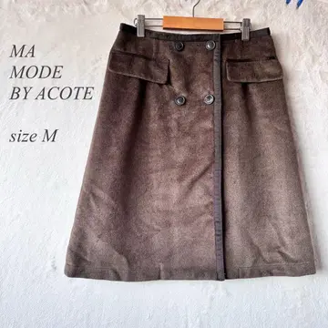MA MODE BY ACOTE 랩 스커트 M 브라운 스웨이드 느낌 929
