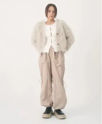 Sea Room lynn 이하라 아오이 콜라보 퍼 가디건 (그레이지)