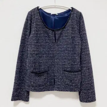 a.v.v 아베베 스팽글 비즈 노카라 트위드 자켓