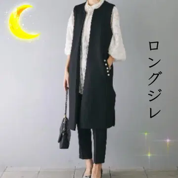 롱베스트 베스트 베스트 겉옷 펄 노카라 아우터 여성용 블랙