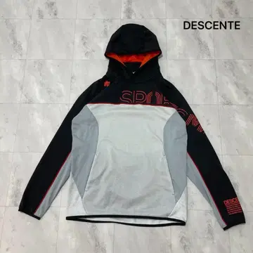 데상트 맨투맨 후드티 프린트 로고 후드 스포츠 브랜드 그레이