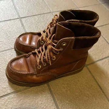 천연 가죽 브라운 빈티지 레이스업 부츠