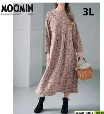 [ 새상품 ] 3L 무민 리틀 미이 긴팔 원피스 그레이쉬 로즈