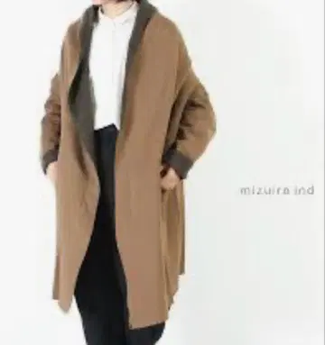 mizuiroind 더블 크로스 웨더 버튼리스 노카라 코트