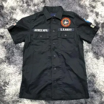 AVIREX [ S ] TOPGUN 탑건 반팔 밀리터리 셔츠 와펜