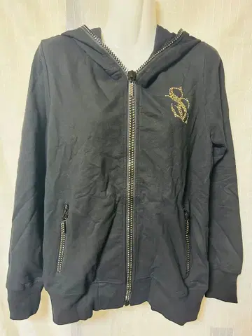 [새상품] 스톤 장식 블랙 후드티