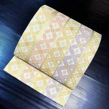 순수 실크 육통 후쿠로 오비 [ 하나비시 세로 라인