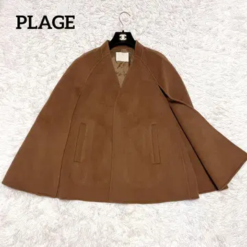 Plage 해밀턴 케이프 코트 판초 카멜 울 노카라