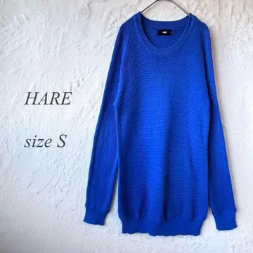 HARE 긴팔 롱 니트 S 사이즈 파랑 둥근넥 무지 튜닉 신축성 991