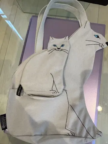 고양이 디자인 토트백과 파우치 세트