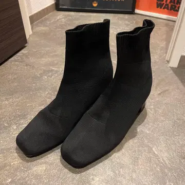 블랙 삭스 부츠 L 사이즈 중간 힐