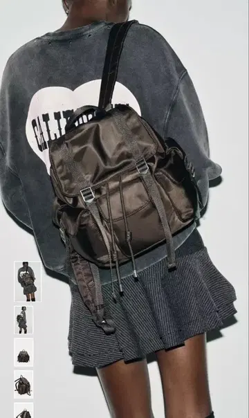 ZARA 다크 브라운 나일론 럭색