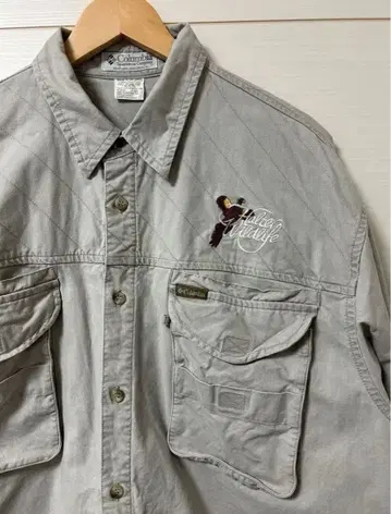 90년대 컬럼비아 레어 자수 로고 헌팅 셔츠 빅 셔츠 XL