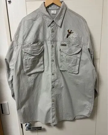 90년대 컬럼비아 레어 자수 로고 헌팅 셔츠 빅 셔츠 XL