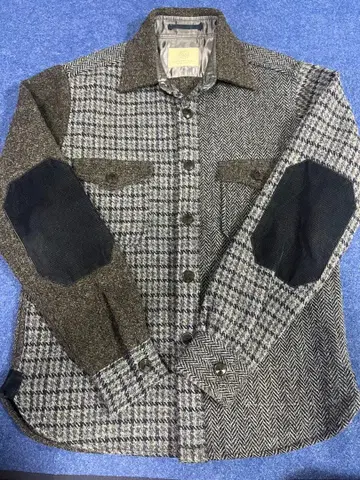 BEAUTY & YOUTH 울 혼방 체크 셔츠 엘보 배치 포함