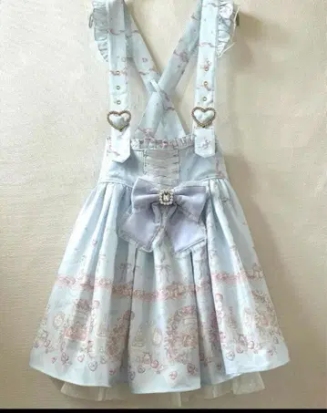 LIZLISA girls party 패턴 서스펜더 부착 스커트