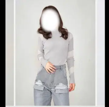 택 포함 미사용 새상품 darich 시스루 랩 디자인 니트탑