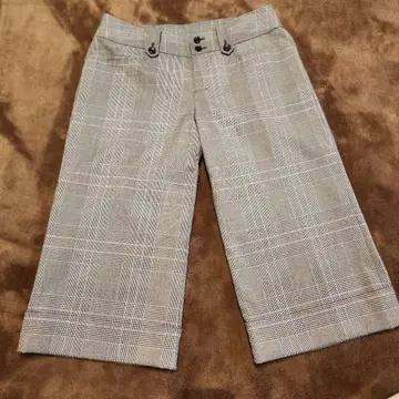 온워드 기장 70cm 바지 무릎 아래 기장 그레이 체크