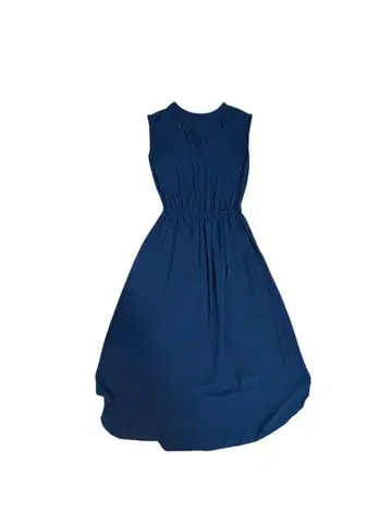 슬리브리스 롱 원피스 네이비