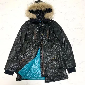 00s Y2K goa 모즈 코트 퍼 후드 갸루 헤이세이 광택