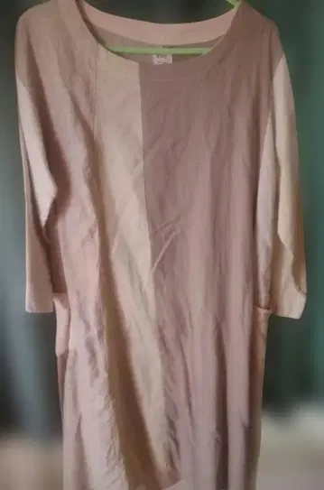 evo. 큐브 슈가 원피스 7부 소매 패치워크 베이지 새상품