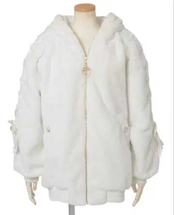 리즈리사 토끼 귀 퍼 블루종 화이트