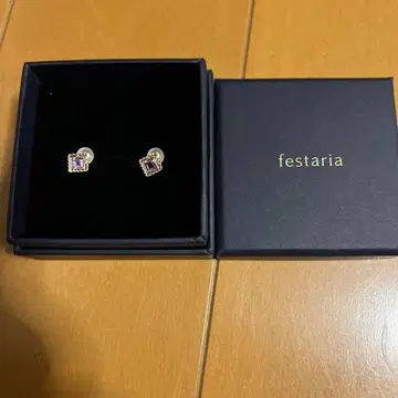 festaria 자수정 스퀘어형 귀걸이