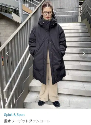 새상품급 스픽 앤 스팬 발수 후디드 다운 코트 36 블랙