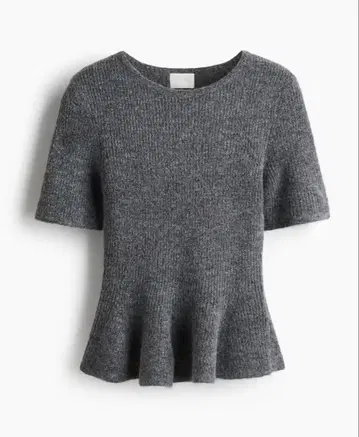 [ 새상품 ] H&M 리브 니트 페플럼 상의