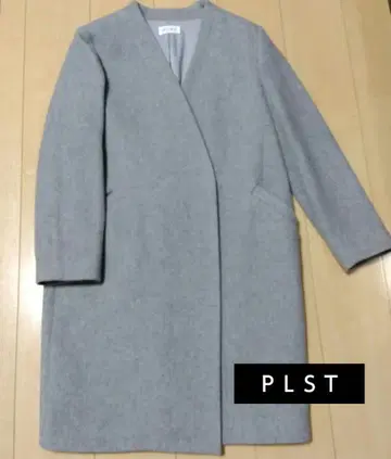 PLST 플라스테 울 코트 노카라 그레이 믹스 M