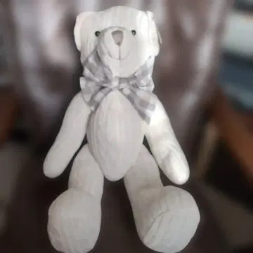 팔다리가 움직이는 화이트 니트 베어 약 45cm