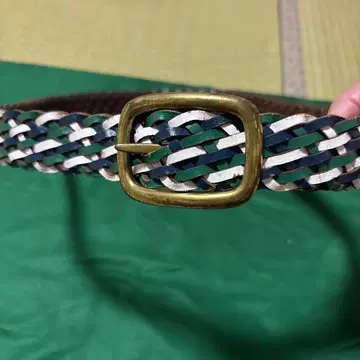 N-DAI 웨빙 벨트 그린 화이트 파랑 브라운