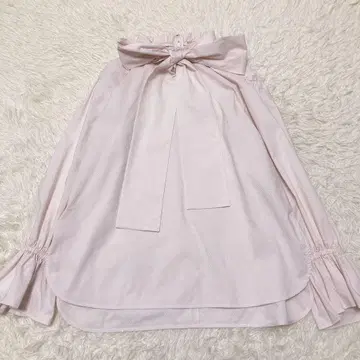 UNITED ARROWS 도트 도비 블라우스 핑크 보타이