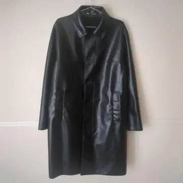 미사용품 ZARA 인조 가죽 롱 코트 블랙 L