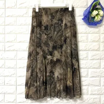 easy bgrdge 플레어 스커트 시어 한국제 보타니컬 올 패턴 모드