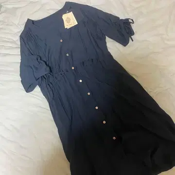 Bou Jeloud 네이비 셔츠 원피스 겉옷 반팔