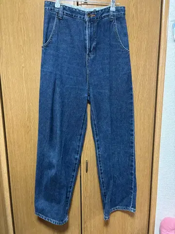 다크 블루 레이스업 데님 팬츠