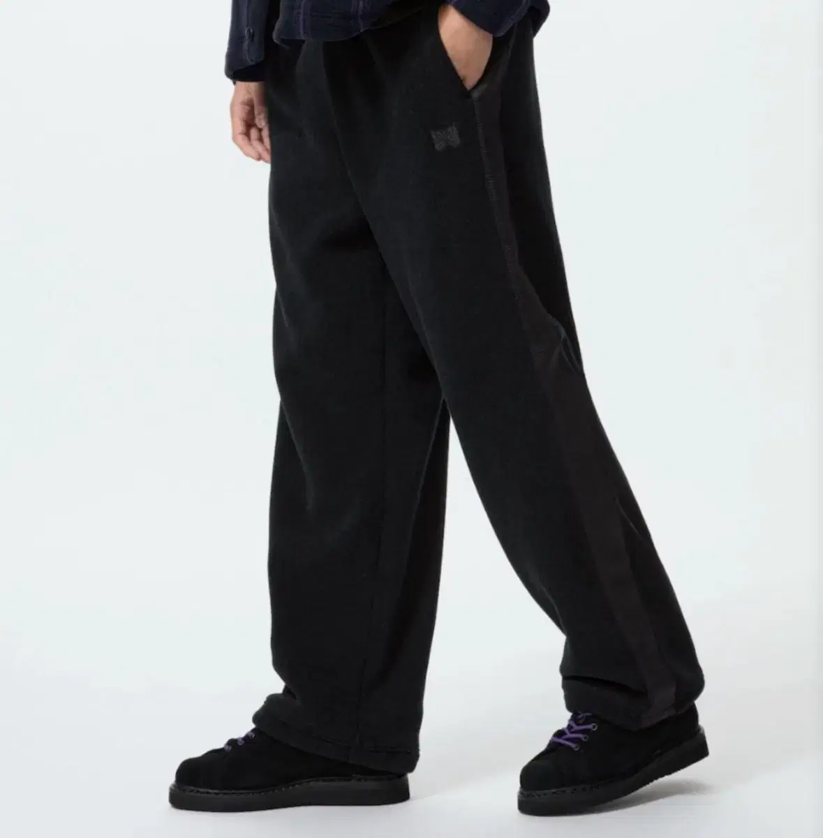 [L] Uniqlo Needles Fleece Wide Pants Black