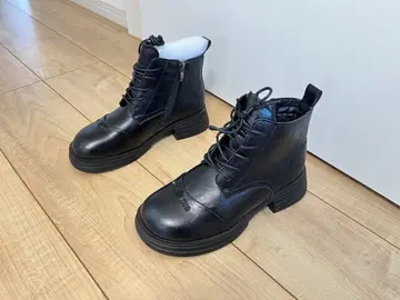 블랙 소가죽 부츠 가을 겨울용 속기모 레트로 디자인 여성용 235