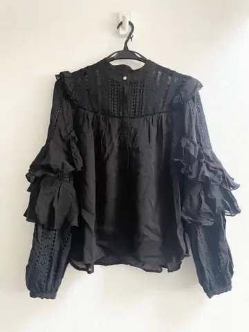 Her lip to 레이스 긴팔 블라우스 블랙