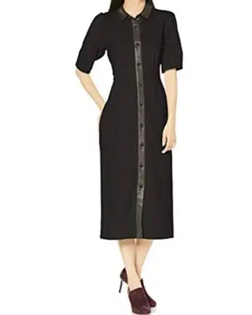 [ 새상품급 미사용 ] 릴리 브라운 이소재 빈티지 원피스 가죽 블랙