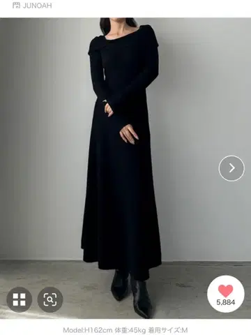 Louere 아지메 오프숄더풍 니트 플레어 원피스 S 사이즈 블랙