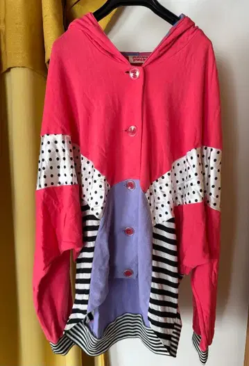 MALKOMALKA 도트 컬러 블록 후드티