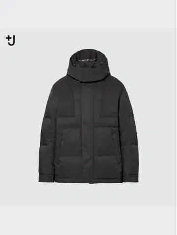유니클로 J 다운 오버사이즈 후드티 블랙 M
