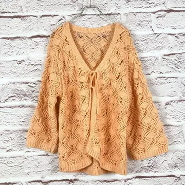 r367 LOWRYS FARM 레이스 편직 V넥 가디건 F