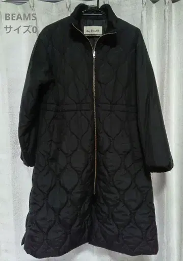 Ray BEAMS 블랙 퀼팅 롱 코트 M