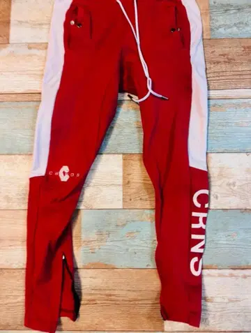 레어/새상품급 CRONOS 크로노스 빨간색 사이드 라인 조거 팬츠 S